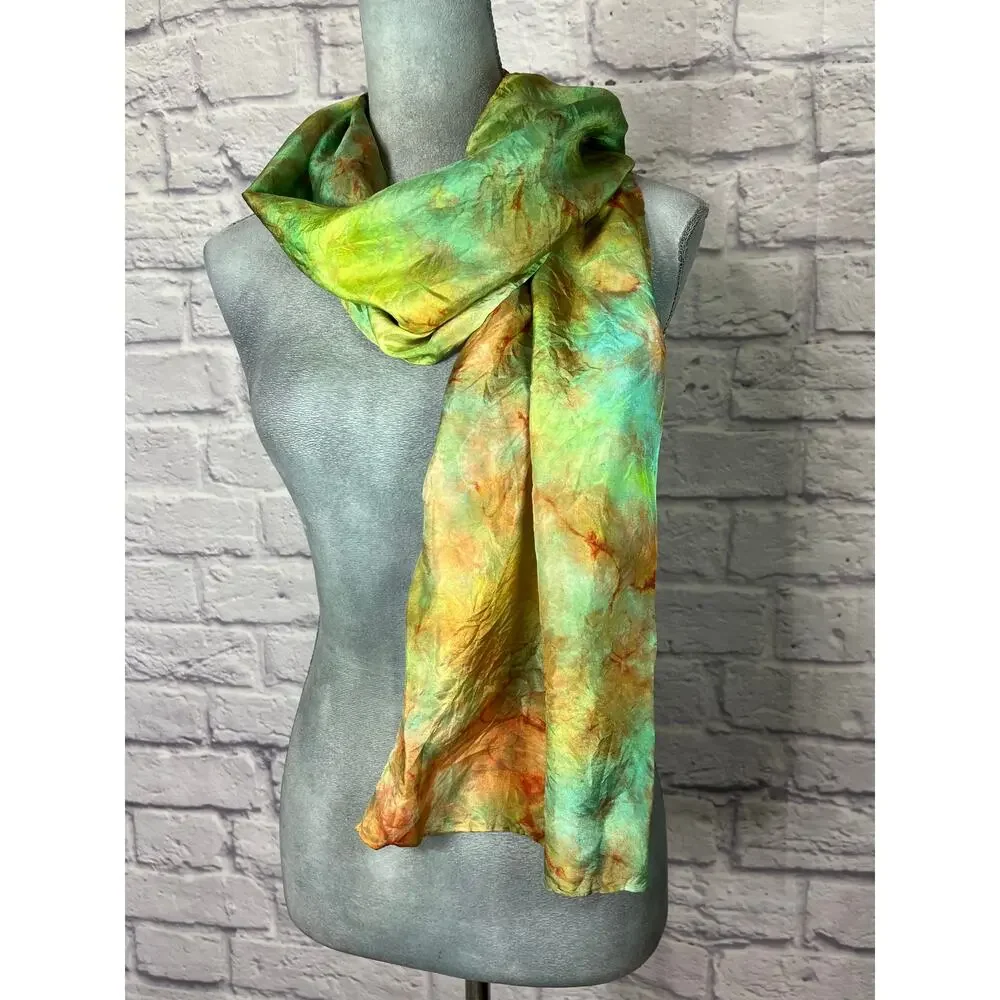 Handmade Vibrant Tie-Dyed Silk Scarf